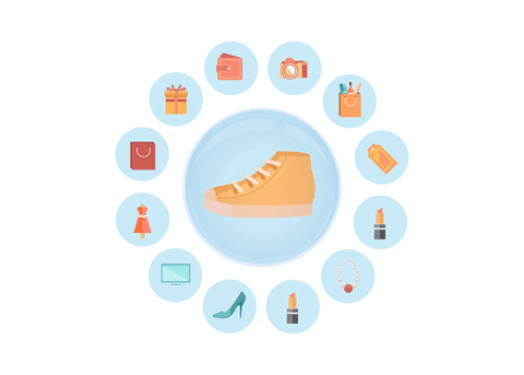 Transparent shopping symbols circle illustration