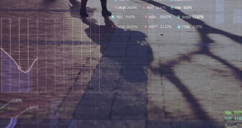 Urban economy concept with digital stock market signs