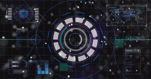 Futuristic Digital Interface with Circular Data Elements and Cyber Themes - Download Free Stock Images Pikwizard.com