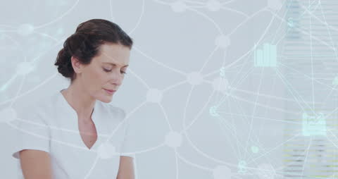 Smiling Female Physiotherapist with Digital Interface Overlay