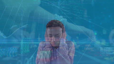 Businessman Overlaid with Digital Data and Casino Imagery