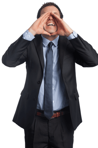 transparent businessman shouting message communication - Download Free Stock Videos Pikwizard.com