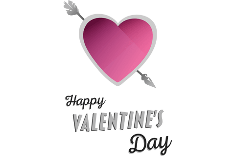 Valentine's Day Heart with Arrow on Transparent Background