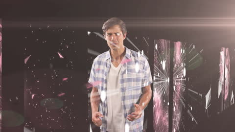 Caucasian Man in Digital Network Animation Scene