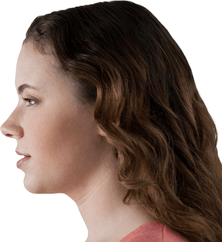 Profile of Young Woman with Curly Hair on Transparent Background