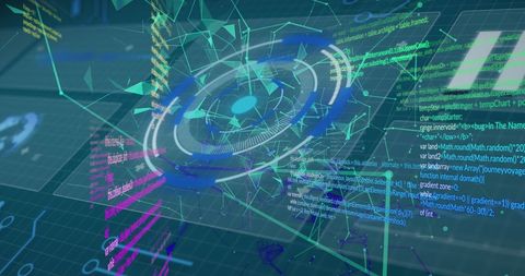 futuristic digital interface with programming code and graphs - Download Free Stock Images Pikwizard.com