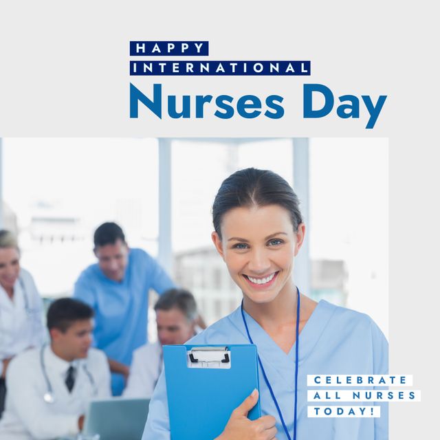 Happy International Nurses Day Celebration with Caucasian Female Nurse - Download Free Stock Templates Pikwizard.com