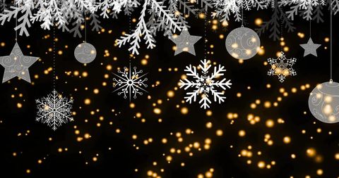 Festive Christmas Snowflakes with Golden Lights Background