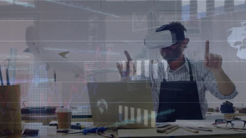 Businessman Using Augmented Reality for Data Analysis