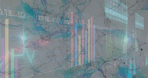 Abstract technology network with data visualization graphs