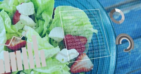 Digital Fusion of Fresh Salad and Data Analytics Concept