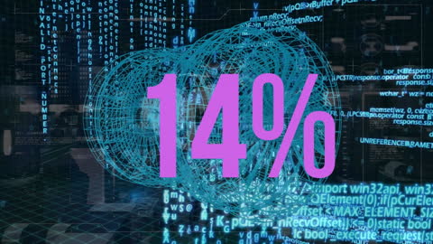 Digital Percentage Display with Coding Background Animation