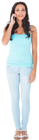 transparent brunette woman talking casually on mobile phone - Download Free Stock Videos Pikwizard.com