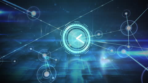 Futuristic Digital Clock with Network Connections
