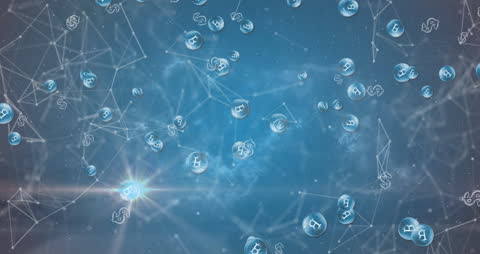 Digital Network with Cryptocurrency Symbols Animation