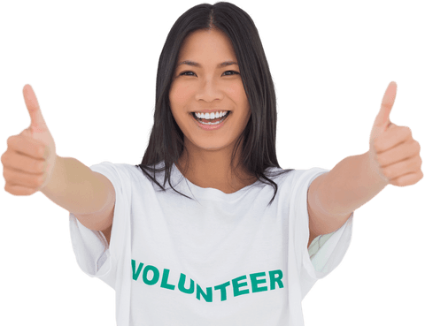 Cheerful Volunteer Woman Giving Thumbs Up Transparent Background