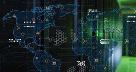 Global Connectivity Concepts in Green-Lit Data Center Room - Download Free Stock Images Pikwizard.com