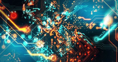 Dynamic Circuitry with Electric Energy Flows on Technology Background - Download Free Stock Images Pikwizard.com