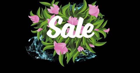 Bright floral sale banner with abstract background
