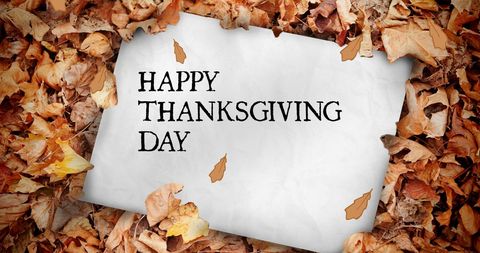 Happy Thanksgiving Day Card with Autumn Leaves