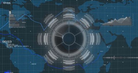 Futuristic Data Visualization Interface World Map & HUD Graphic - Download Free Stock Images Pikwizard.com