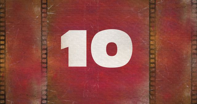 Vintage Red Filmstrip Countdown with White Number 10 - Download Free Stock Images Pikwizard.com