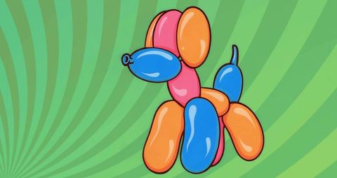 Colorful Balloon Dog on Vibrant Green Background