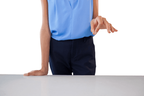 Businesswoman with Transparent Gesture Over Desk