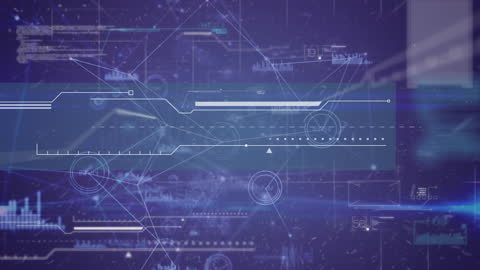 Futuristic Data Visualization on Blue Digital Background