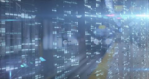 Digital Matrix Overlays Blurring Urban Cityscape - Download Free Stock Images Pikwizard.com