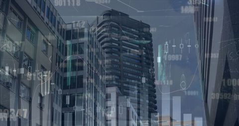 Financial Data Processing Overlaid on Cityscape - Download Free Stock Images Pikwizard.com