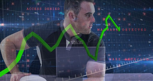 Cybersecurity Expert Monitoring Threats on Digital Graph Interface - Download Free Stock Images Pikwizard.com