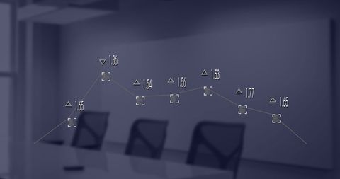 Digital financial data visualization in modern conference room