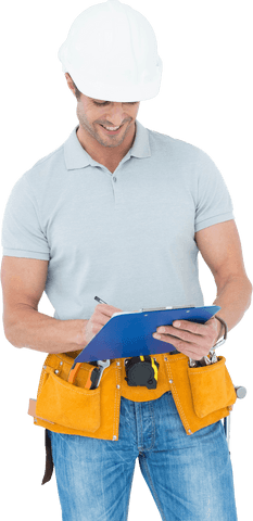 Transparent Happy Architect Writing Notes with Clipboard - Download Free Stock Videos Pikwizard.com