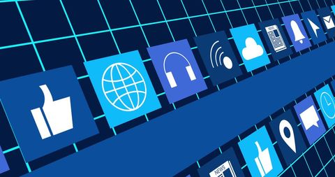 Digital Icons on Abstract Grid - Download Free Stock Images Pikwizard.com