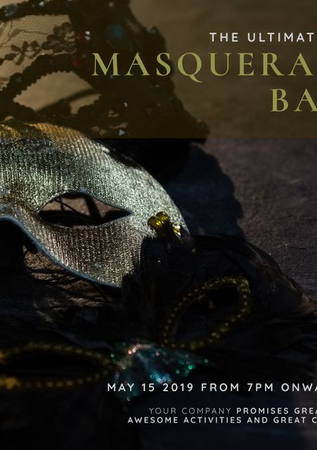 Elegant Masquerade Ball Invitation with Mysterious Mask - Download Free Stock Templates Pikwizard.com