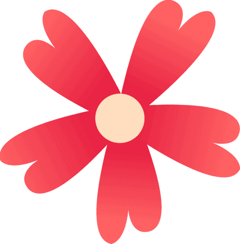 Transparent minimalist red flower with gradient petals