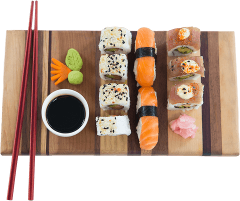 transparent sushi platter with nigiri and california rolls - Download Free Stock Videos Pikwizard.com