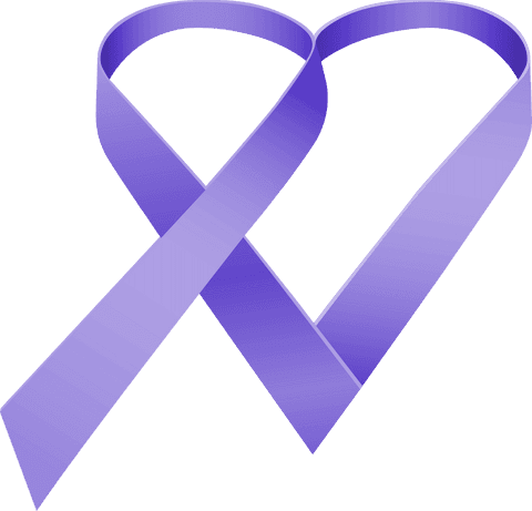 Purple ribbon heart captain heartsicon on transparent background