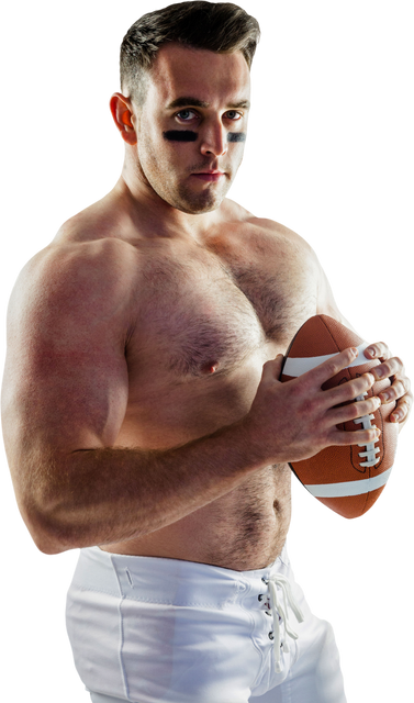 Shirtless American Football Player with Ball on Transparent Background - Download Free Stock Videos Pikwizard.com