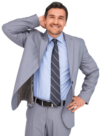Happy Caucasian Businessman on Transparent Background