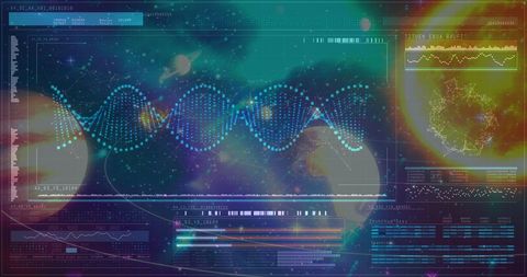 Futuristic Biotech Design with DNA Helix and Cosmic Elements - Download Free Stock Images Pikwizard.com