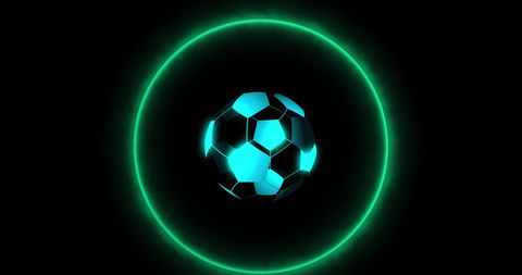 Glowing Digital Football with Futuristic Neon Circles - Download Free Stock Images Pikwizard.com
