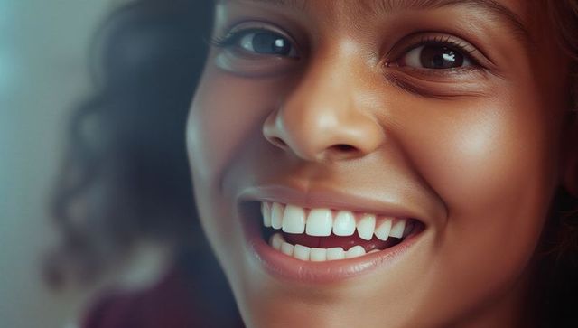 Glowing Portrait of Smiling Woman Highlighting Dewy Skin