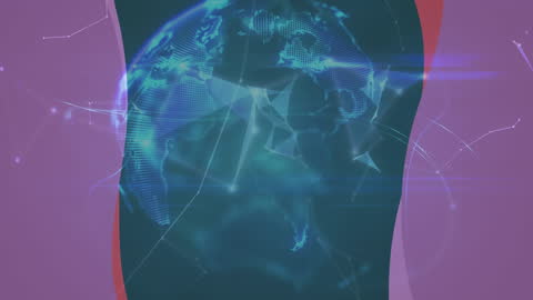 Futuristic Digital Globe with Network Connections on Blue Background