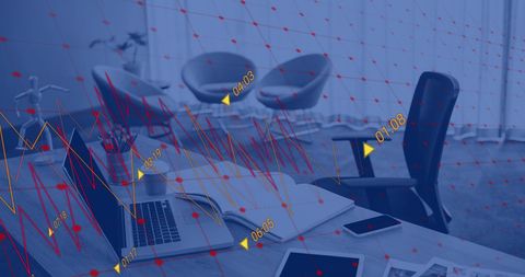 Financial Data Overlay on Modern Office Desk