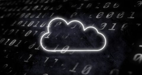 Glowing Cloud Icon with Binary Code Background - Download Free Stock Images Pikwizard.com