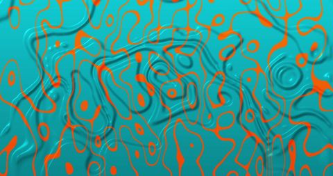 Dynamic flowing liquid shapes in turquoise and orange