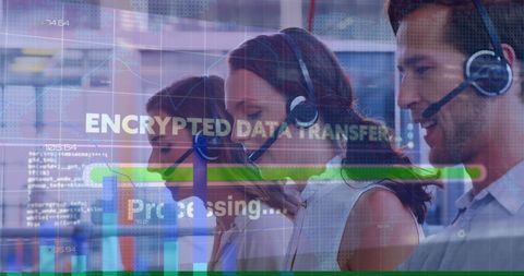 Encrypted Data Transfer Concept with Business People - Download Free Stock Images Pikwizard.com
