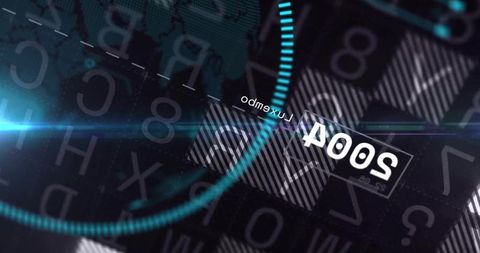 Futuristic hud dashboard with teal ring pulsing digital grid and data tiles cyber ui